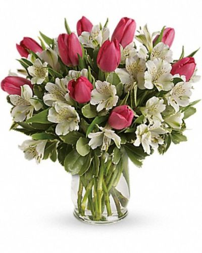 <p>&nbsp;</p>
<hr />
<p>&nbsp;</p>
<hr />
<div id="mark-2" class="m-pdp-tabs-marketing-description">Spring is the season for romance! Brimming with exquisite tulips and alstroemeria, this bouquet in a classic glass hurricane celebrates the beauty of the season.</div>
<p>&nbsp;</p>
<div id="desc-2">
<ul>
<li>Includes pink tulips, white alstroemeria and variegated pittosporum.</li>
</ul>
</div>